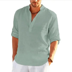 Enzo β Casual Linen Henley Shirt for Men