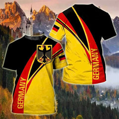 Camiseta de moda para hombre y mujer, ropa de calle con estampado 3d de bandera y emblema nacional de Alemania, Tops de manga corta, 2024