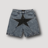 Luca β Unisex Black Star Denim Shorts