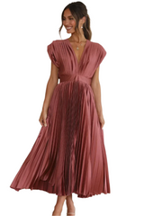 Flurina – Plunge Women's Dress with Pleats