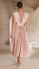 Flurina – Plunge Women's Dress with Pleats