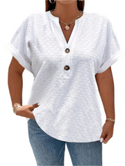 Malachy β Elegant V-Neck Short Sleeve Women's Top