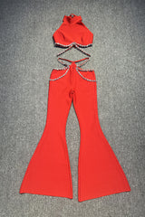 Clarize – Women’s Crystal Embellished Backless Two-Piece Jumpsuit