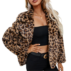 Aurora β Leopard Print Women's Faux Fur Coat