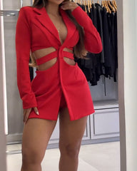 Ariana β Women's Blazer Dress with Hollow Waist