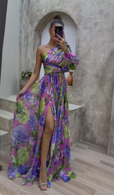 Giulia β Elegant One-Shoulder Floral Maxi Dress for Women