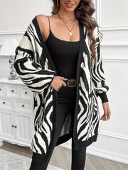 Gabriella – Elegant Women’s Zebra Stripe Knit Cardigan