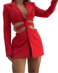 Ariana β Women's Blazer Dress with Hollow Waist