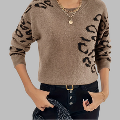 Arianna – Women’s Leopard Print Crewneck Sweater