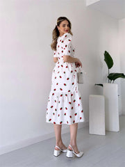 Freja – Puff-Sleeved Midi Dress for Women