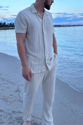 Andrew β Comfortable Menβs Striped Outfit Set