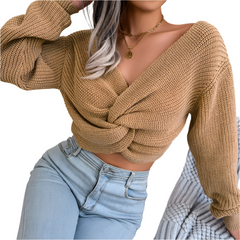 Astri – Trendy Cropped Women’s Long Sleeves Knitted Top