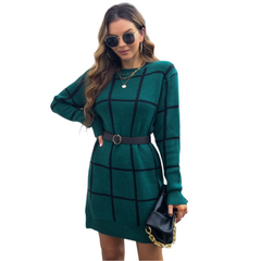 Isabella β Checkered Sweater Dress for Women
