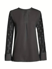 Isabella – Chic Long-Sleeve Top with Notched Neckline For Women