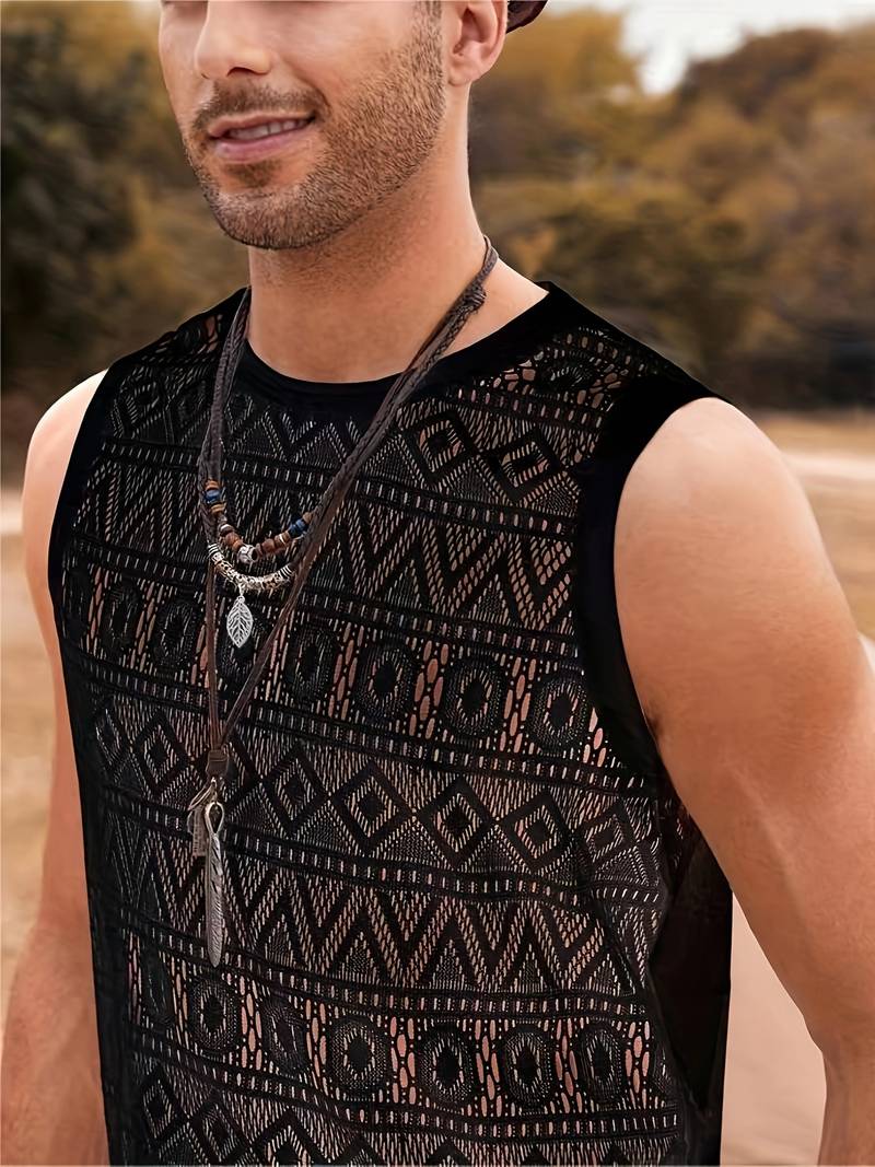 Isaac – Ethnic Hollow-Out Tank Top for a Unique Summer Style