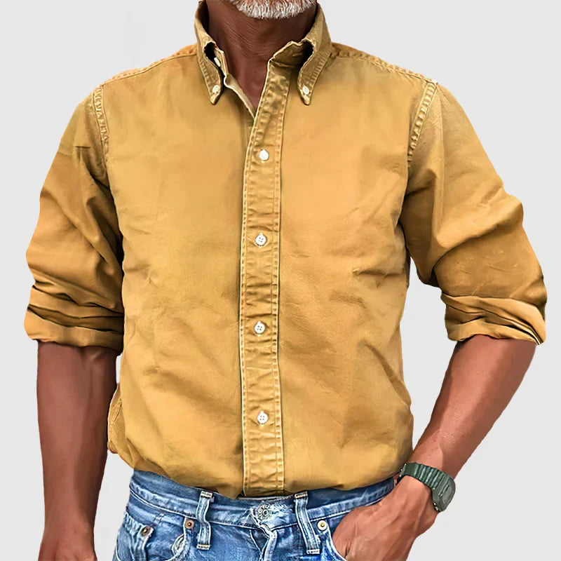 Omar – Vintage Wash Long Sleeve Shirt for Men