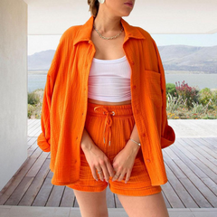 Lucia – Women's Oversized Blouse & Shorts Set