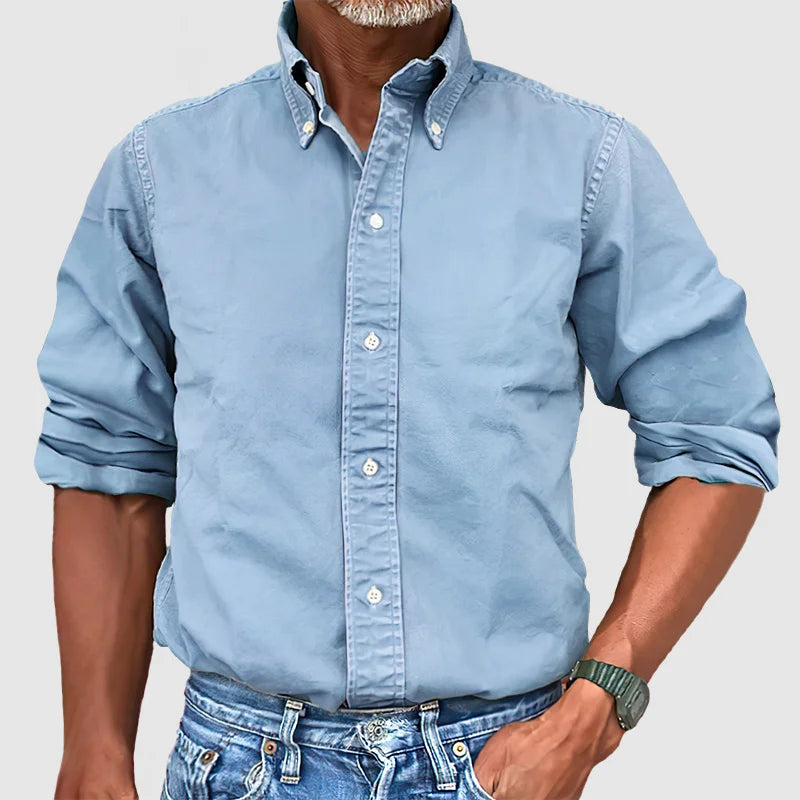 Omar – Vintage Wash Long Sleeve Shirt for Men