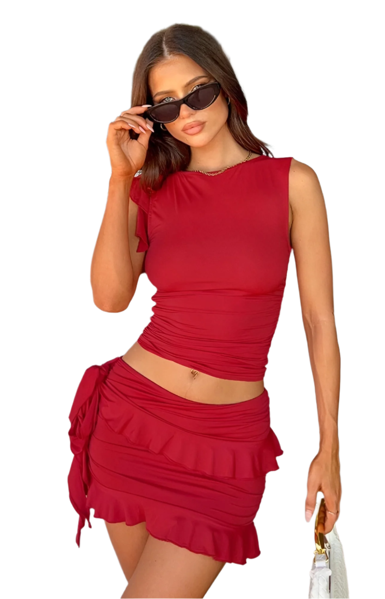 Francesca – Scarlet Charm Women's Two-Piece Ruffle Skirt Set