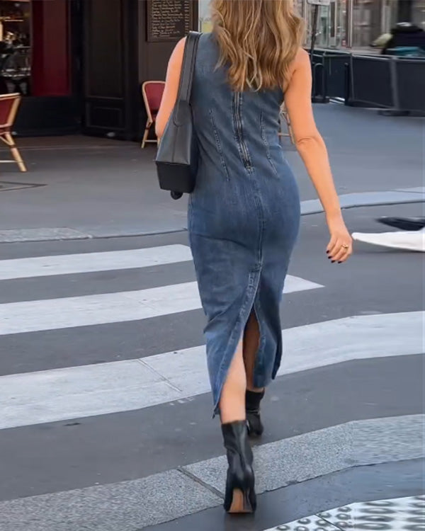 Elena – Figure-Flattering Women's Denim Dress