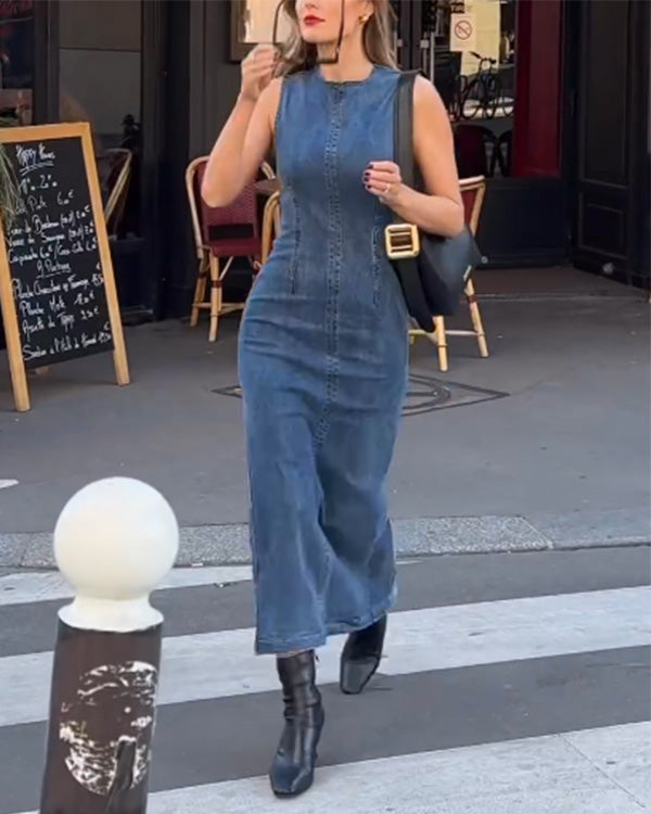 Elena – Figure-Flattering Women's Denim Dress