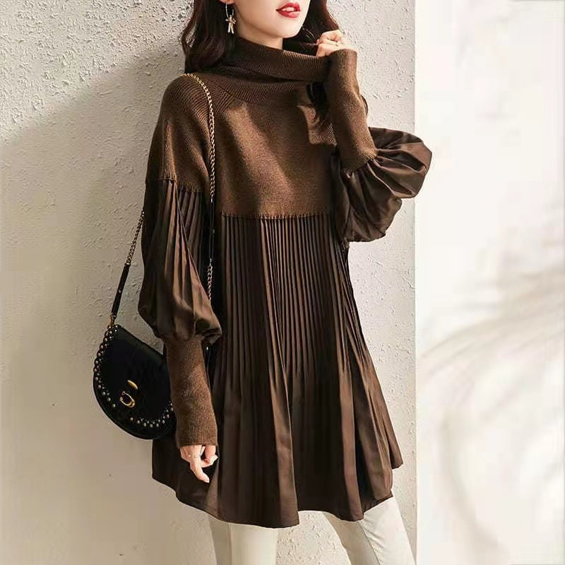 Clara – Lantern-Sleeve Women's Knitted Dress