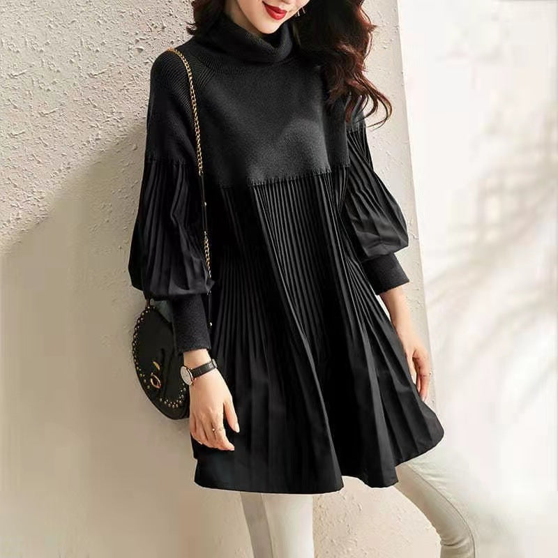 Clara – Lantern-Sleeve Women's Knitted Dress