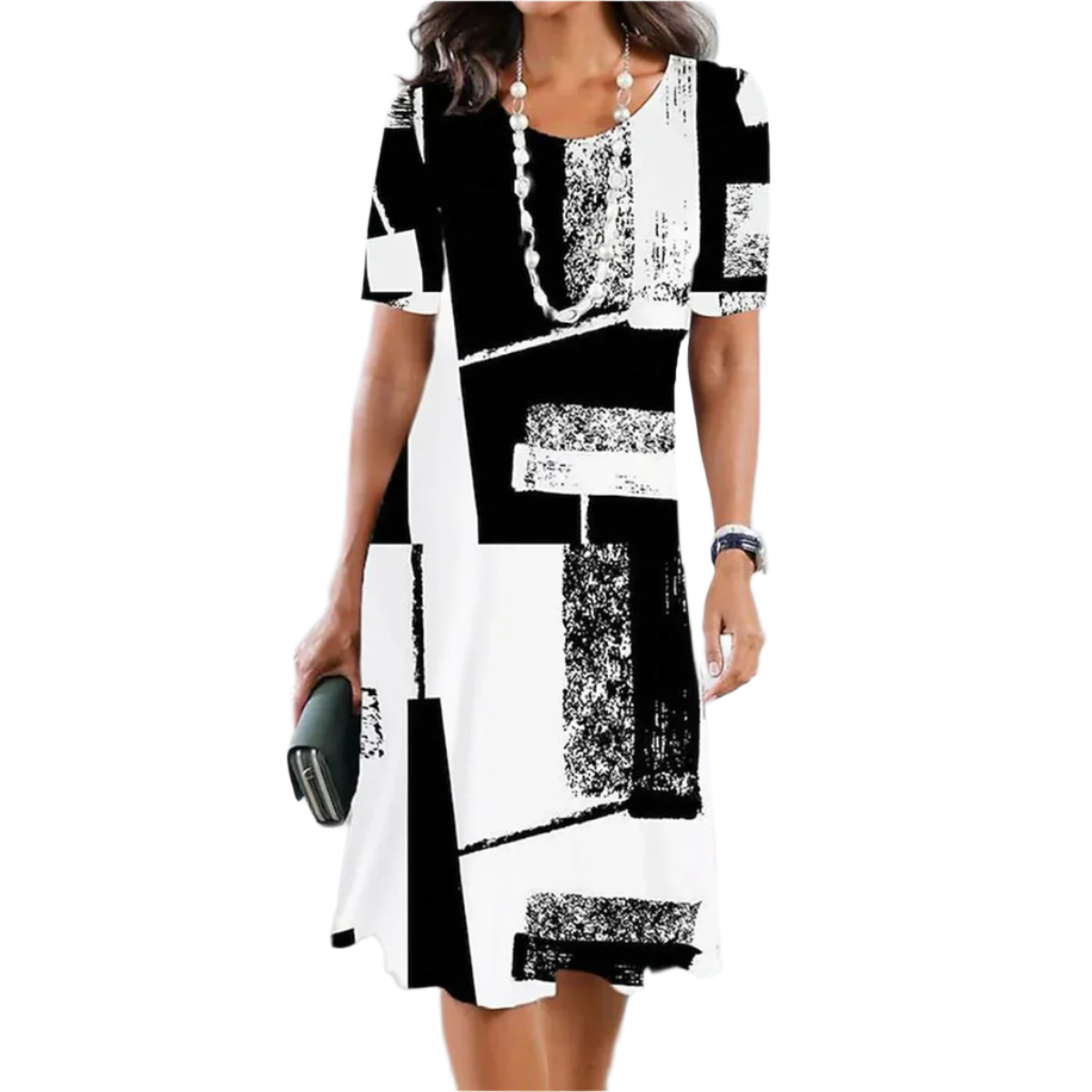 Grace – Black & White Colorblock Dress for Women