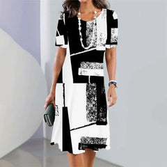 Grace – Black & White Colorblock Dress for Women