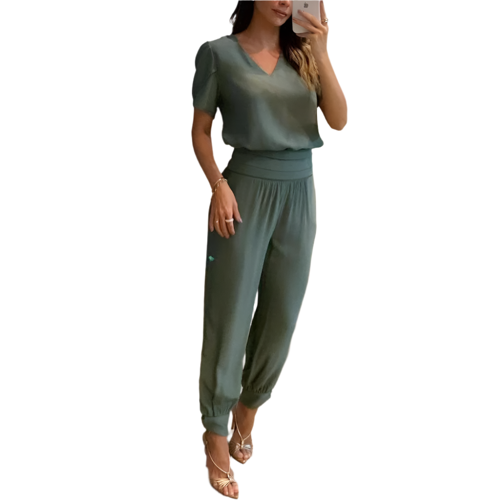 Chiara – Elegant Women’s Printed Blouse and Trousers Set