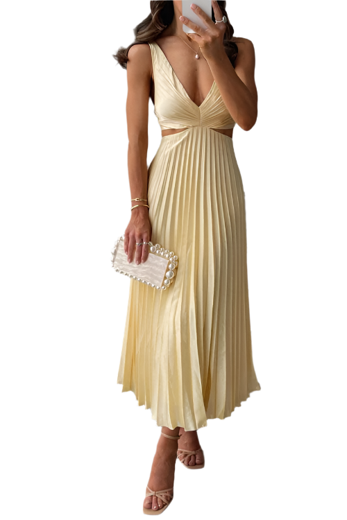 Marina – Pleated Dress with Neckline