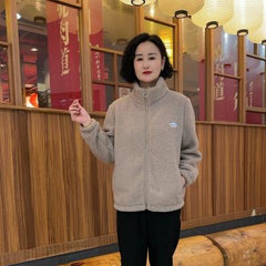 Valentina – Cozy Red Plush Winter Jacket for Women