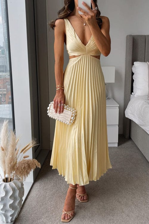 Marina – Pleated Dress with Neckline