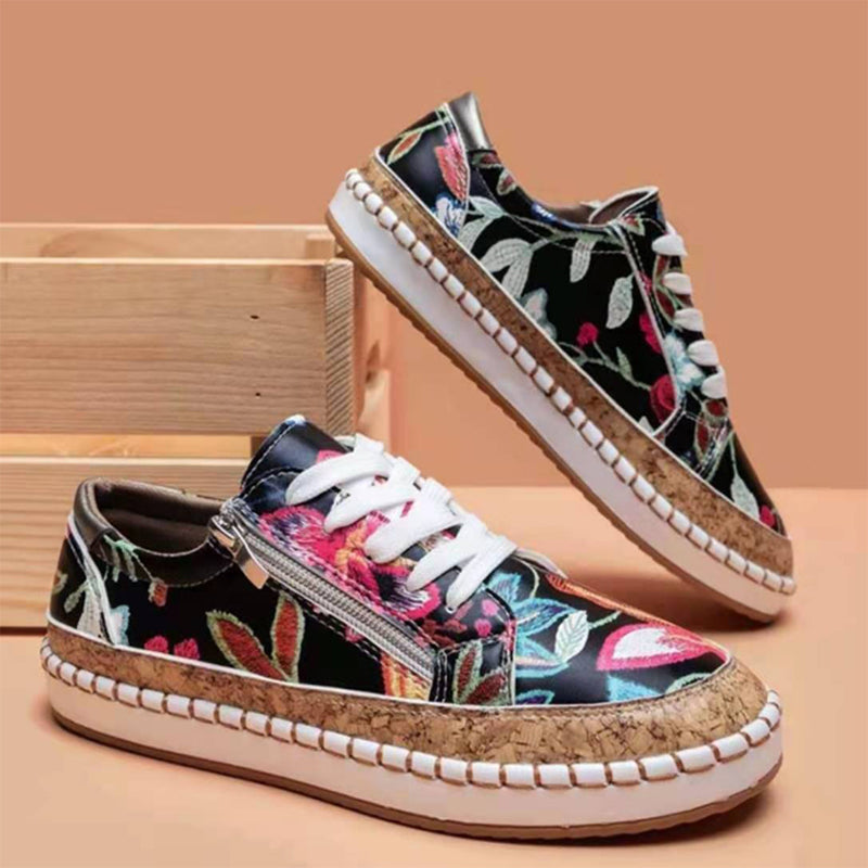 Alessia – Floral Embellished Vegan Leather Sneakers for Women