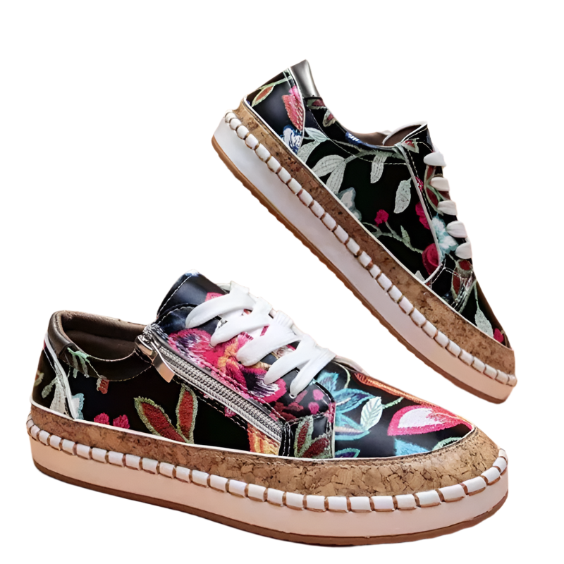 Alessia – Floral Embellished Vegan Leather Sneakers for Women