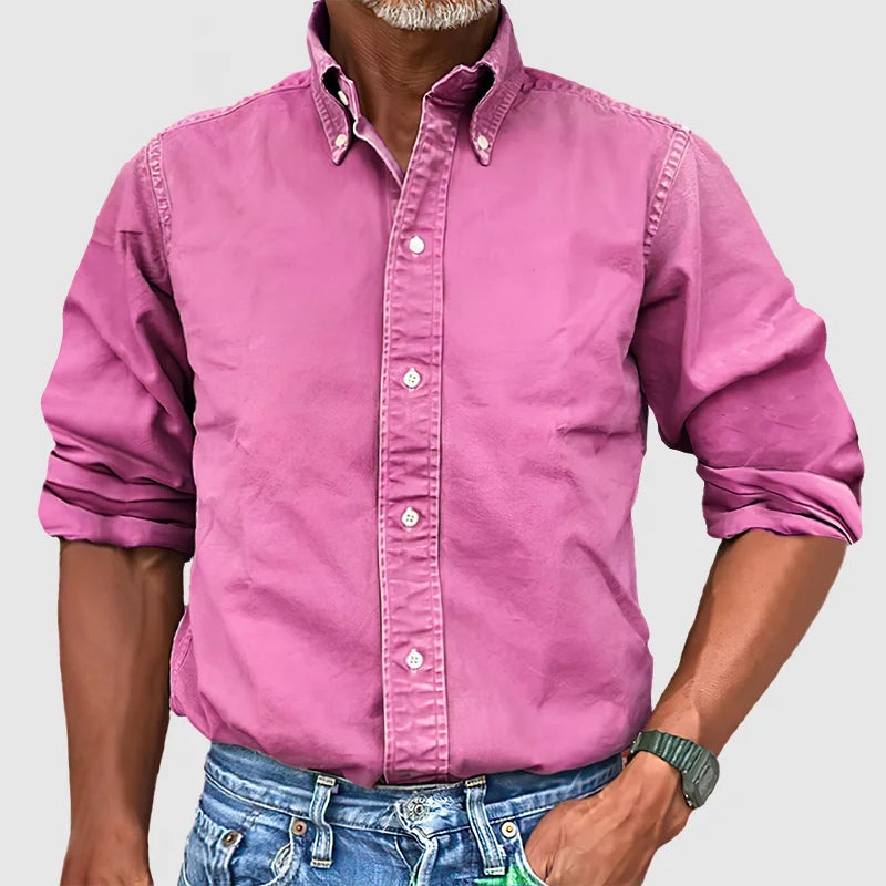 Omar – Vintage Wash Long Sleeve Shirt for Men
