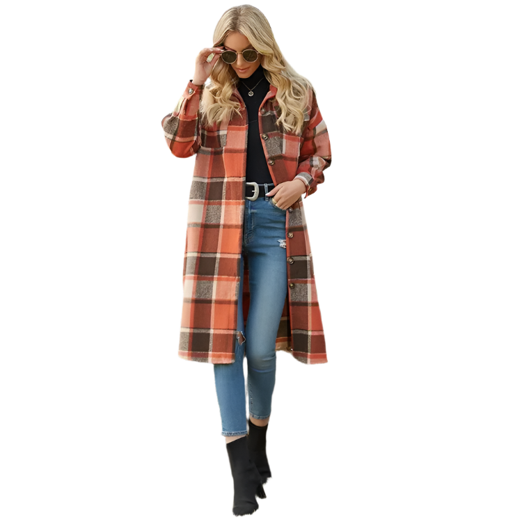 Juliza – Longline Checkered Jacket for Women