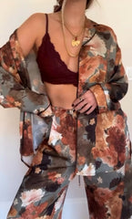 Ellie – Luxurious Peony Satin Pajama Set for Women