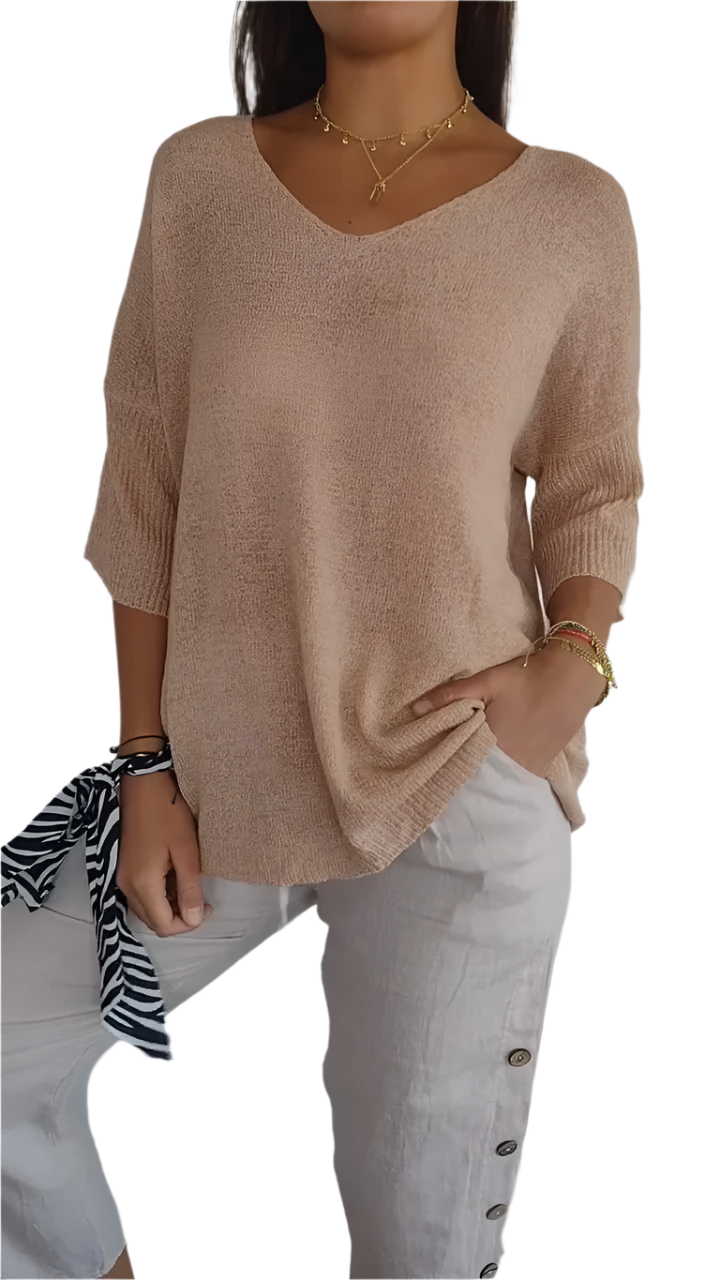 Ruby - Classic V-Neck Sweater for Women