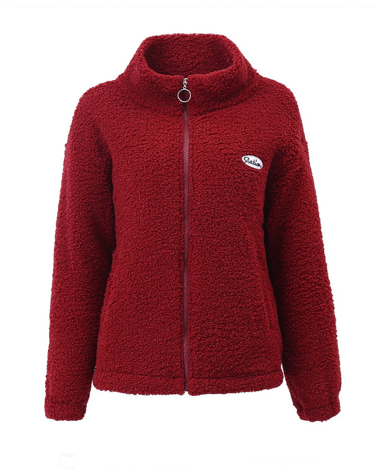 Valentina – Cozy Red Plush Winter Jacket for Women