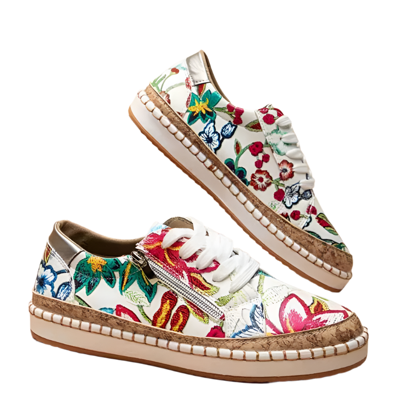 Alessia – Floral Embellished Vegan Leather Sneakers for Women