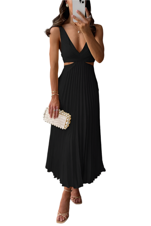 Marina – Pleated Dress with Neckline