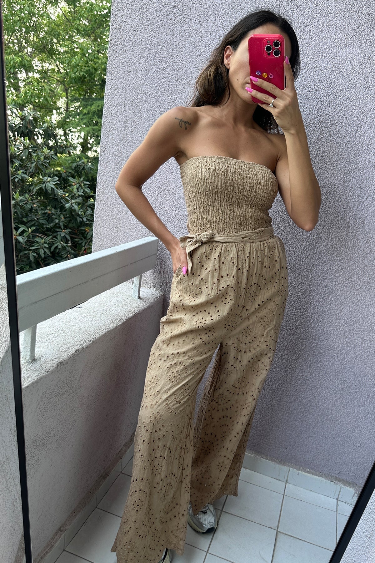 Sofia – Luxurious Brown Strapless Jumpsuit for Women