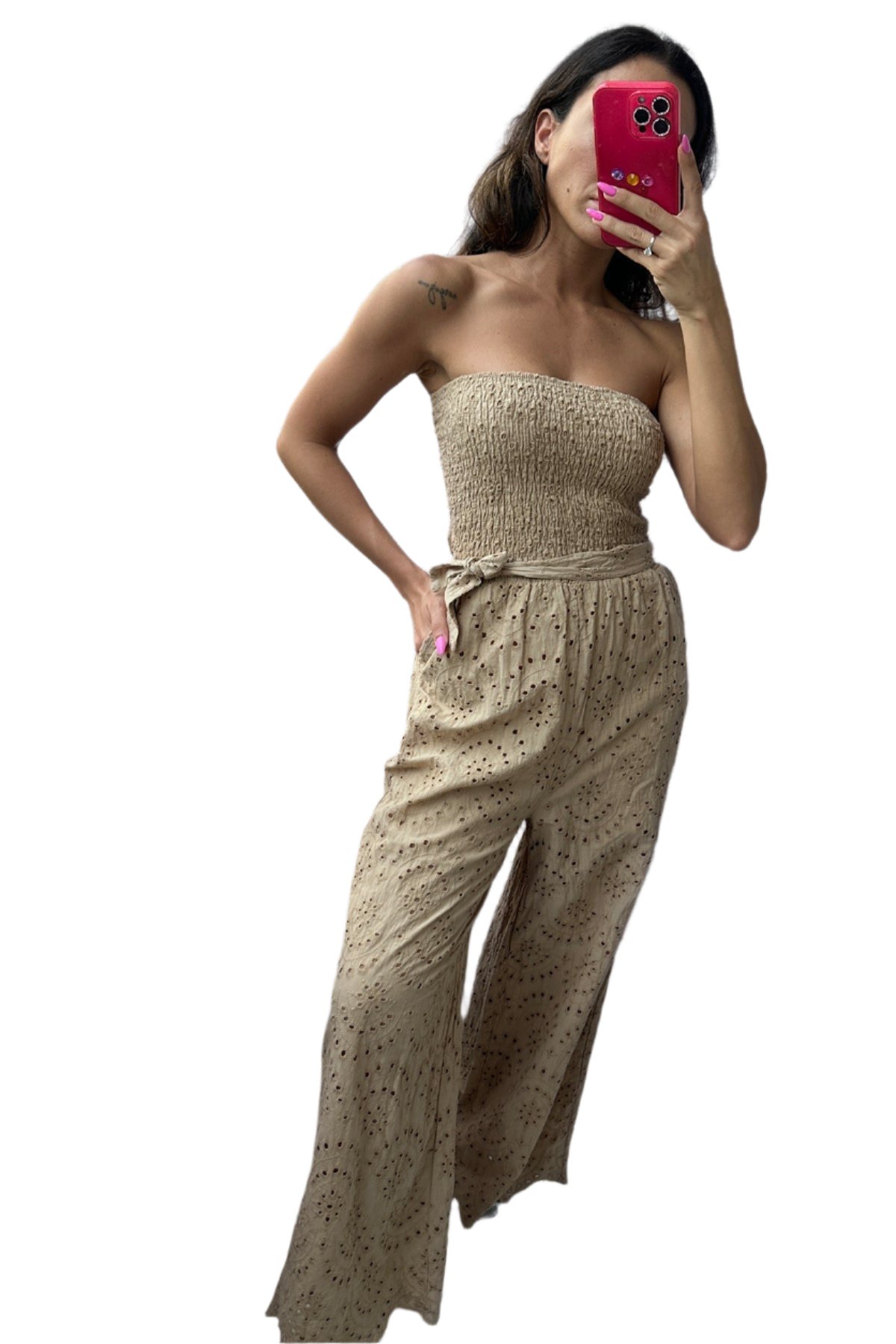 Sofia – Luxurious Brown Strapless Jumpsuit for Women