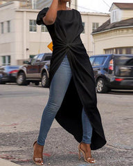 Amarri – Women's Irregular Fork-Design Long T-Shirt