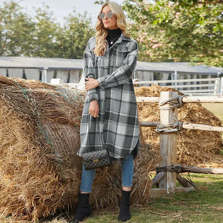 Juliza – Longline Checkered Jacket for Women