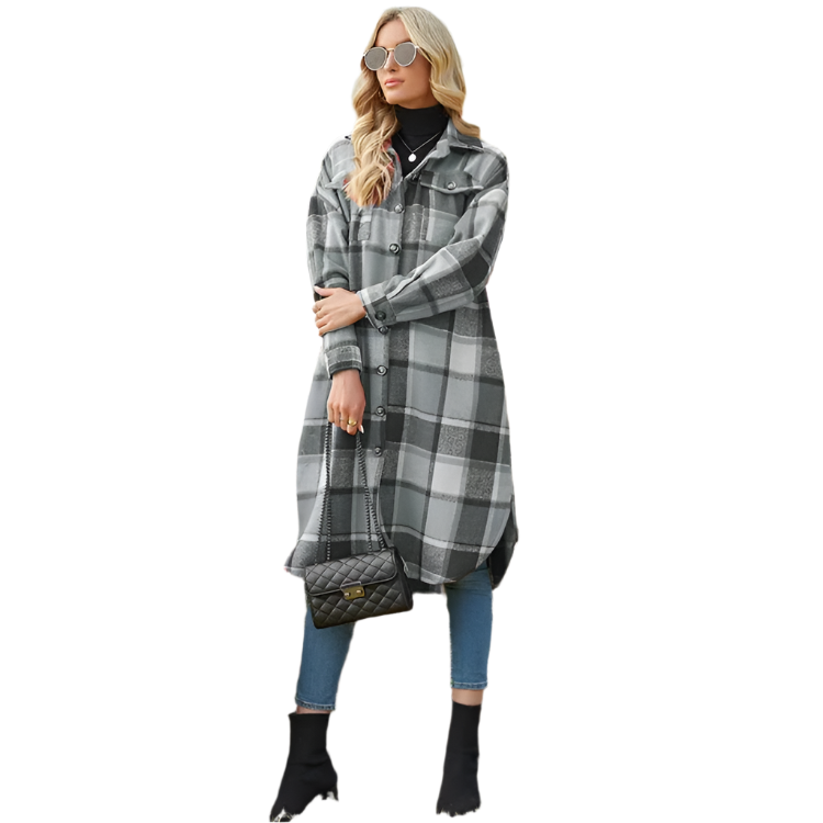 Juliza – Longline Checkered Jacket for Women