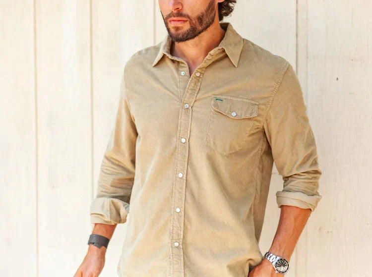 Mario – Men’s Corduroy Shirt With Buttons