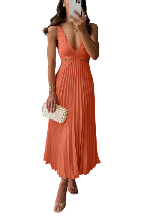 Marina – Pleated Dress with Neckline