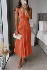Marina – Pleated Dress with Neckline